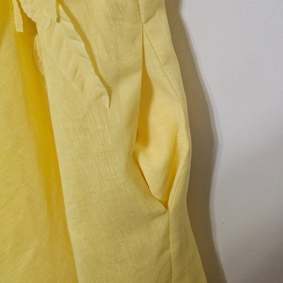 Antonio Melanie Women's Dress 12 Yellow Mock Neck Short Sleeves Knee-Length 0666 - Picture 7 of 15